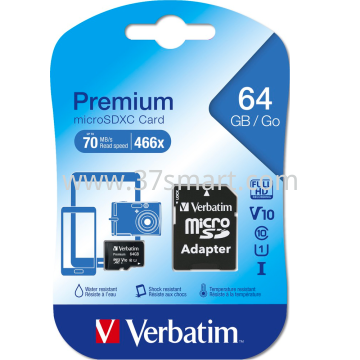 Verbatim MircroSDHC Card, Premium Class 10, U1 64GB