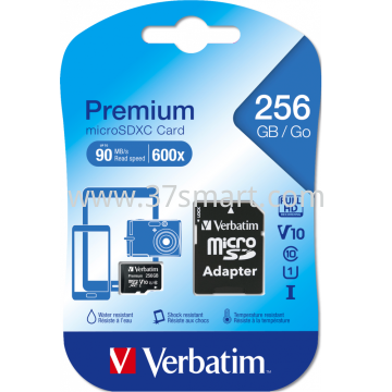 Verbatim MircroSDHC Card, Premium Class 10, U1 256GB