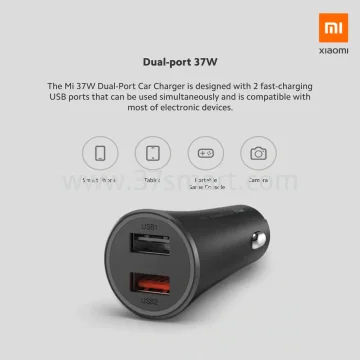 Xiaomi CC06ZM Mi Dual-Port Car Charger 37W 2xUSB-A Nero