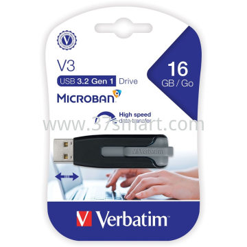 Verbatim USB 3.2 Stick, V3 Drive, Grau Typ-A, (R)60MB/s, (W)12MB/s 16GB