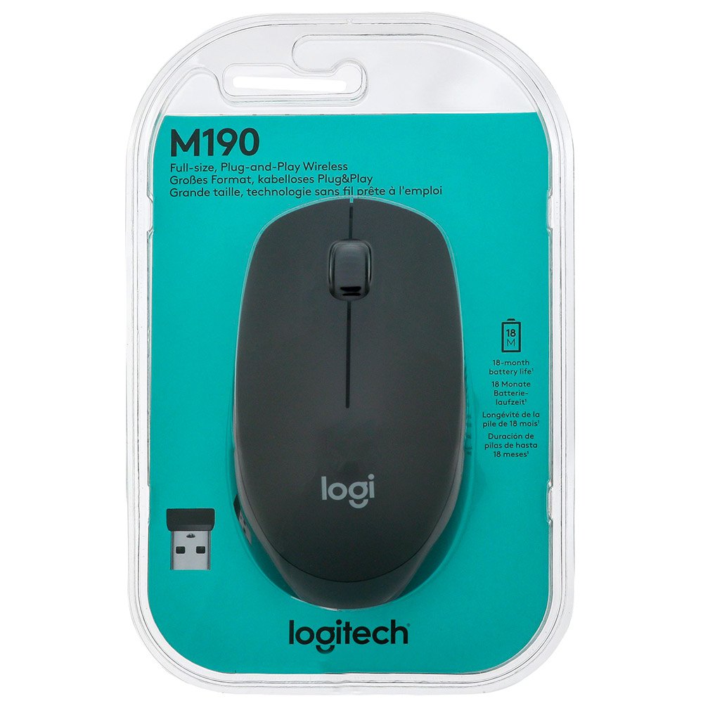 mouse wireless logitech m190 blu/nero