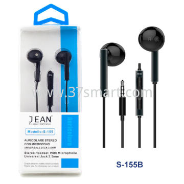 3.5mm Jack Stereo Headset with Microphone and Volume Button S-155 Black