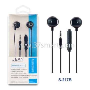 3.5mm Jack Stereo Headset with Microphone S-217 Black