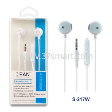 Auricolare Stereo Jack 3.5mm con Microfono S-217 Bianco