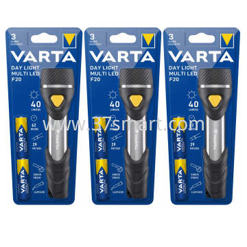 VARTA LED Torcia elettrica Day Light, Multi LED F20 40lm, inkl. 2x Batterie Alkaline AA, Retail Blister Blister