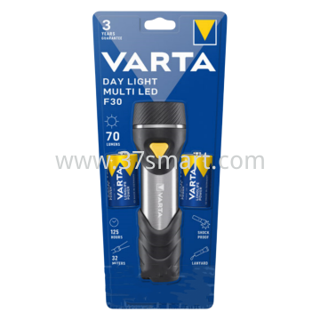 VARTA LED Taschenlampe Day Light, Multi LED F30 70lm, inkl. 2x Batterie Mono D, Retail Blister Blase