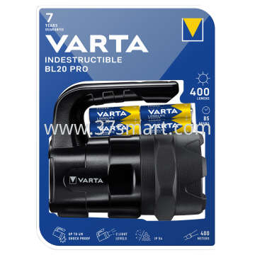 VARTA LED Taschenlampe Indestructible, BL20 Pro 400lm, inkl. 6x Batterie Alkaline AA, Retail Blister Blister