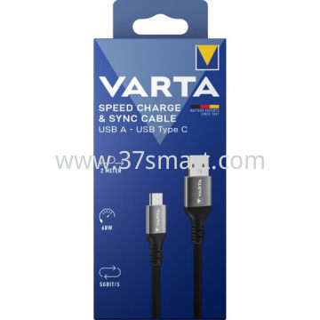 VARTA Kabel, USB-A/USB-C, 2.0m 60W, 5Gbit/s, schwarz Blister