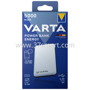 VARTA Akku Powerbank, 5V/5.000mAh, Energy, weiss 2xUSB-A/Micro-B/-C Blister
