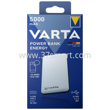 VARTA Akku Powerbank, 5V/5000mAh, Energy, weiss 2xUSB-A/Micro-B/-C Blase