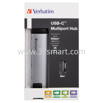 Verbatim Hub, USB 3.1-C, Multiport 2x USB 3.0, HDMI 4K, RJ45 Gigabit, Power Charge, USB-C Kabel, 15cm Blister