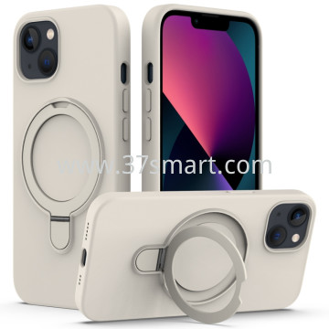 Skin Feel Ring Holder Magsafe Case for iPhone 15 White
