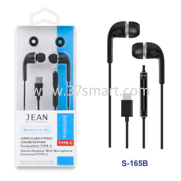 Jean TYPE-C Stereo Headset with Microphone and Volume Button S-165 Schwarz