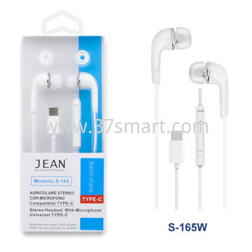 Jean TYPE-C Stereo Headset with Microphone and Volume Button S-165 White