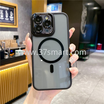 Compatibile iPhone 13 Magnetic Transparent  Phone Case Metal Lens Schwarz