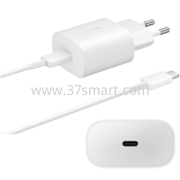Samsung EP-TA800W + DA705BWE, 25W, 3A, 1 x USB-C, with USB-C Cable White