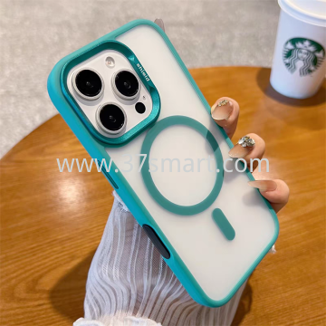 Compatibile iPhone 16 Pro Max Magnetic Transparent  Phone Case Metal Lens Green