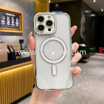 Compatibile iPhone 16 Pro Magnetic Transparent  Phone Case Metal Lens Bianco