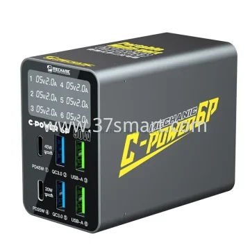 Description Report Item USB Charger MECHANIC C-POWER 6P Multi Port Fast Charging Portable Intelligent Digital Display Multiple Protection Blister