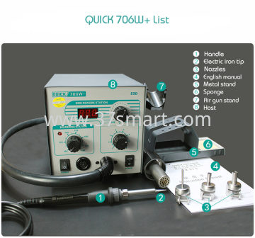 Quick 706W+ 2 in 1 Stazione di Saldatura+Aria Calda Blister
