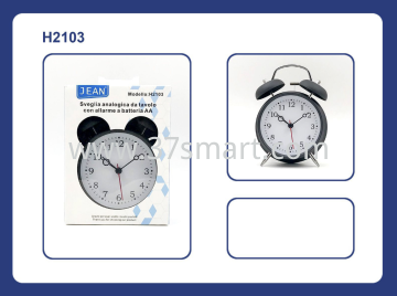 JEAN Sveglia Analogica da Tavolo con Allarme a Batteria AA H2103 Bianco