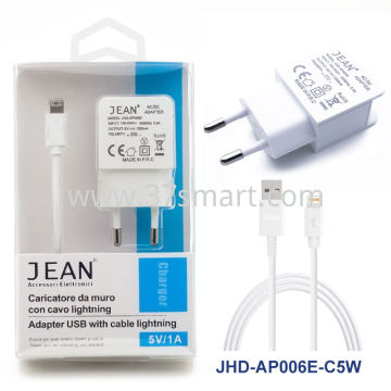 Jean Caricatore da Muro 5V/1A Con Cavo Lightning  AP006E-C5 Bianco