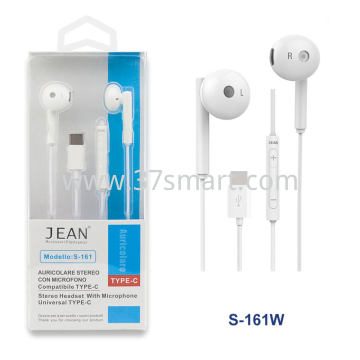 Jean TYPE-C Stereo Headset with Microphone and Volume Button S-161 Weiß