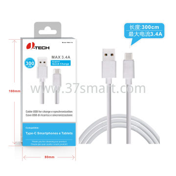 J-TECH TYPE-C cable 3 Meters TMN-116 White