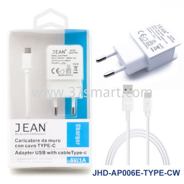 Jean 5V/1A Wall Charger With Type-C Cable Weiß