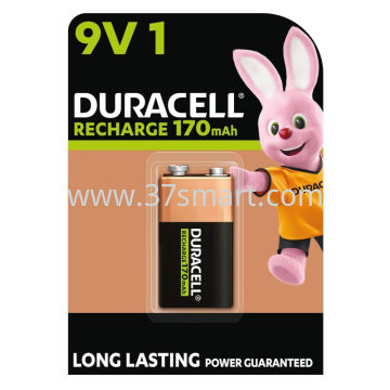 Duracell Recharge Ultra 9V Block Battery Batteries 6LR61 170 mAh Blister