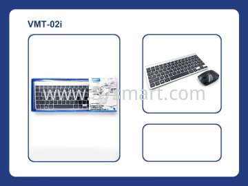 Complete Kit Keyboard + Slim Wireless Optical Mouse 2.4GZH VMT-02i Schwarz