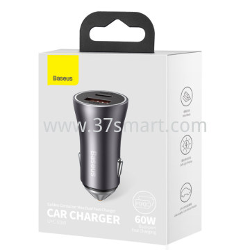 Baseus Car Charger Max, 60W PD C+USB 3A, 1 x USB-A - 1 x USB-C Schwarz