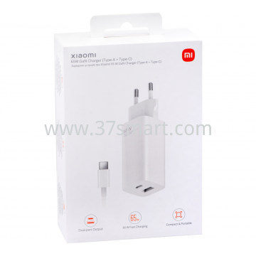 Wall Caricatore Charger Xiaomi GaN, 65W + USB-C Cable Con Cavo Blister