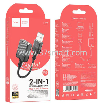 External Sound Card Hoco LS37, 2 X Jack 3.5mm Black