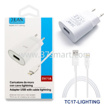 JEAN Caricatore da Muro 5V/1A Con Cavo Lightning TC17-IP Bianco