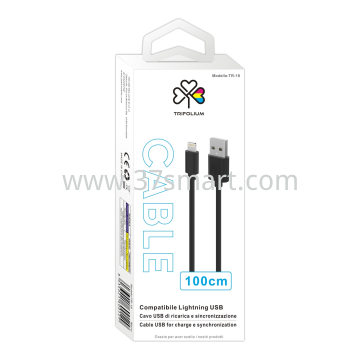 Lightning Compatible USB Charging and Sync Cable TR-18 Black 100CM