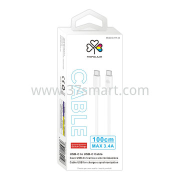 Quick Charge iphone 15, 16 USB-C to USB-C Charging and Sync Cable TR-24 Weiß