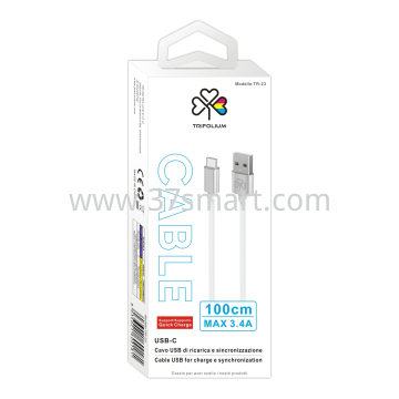 Cavo USB-C di Ricarica e Sincronizzazione Coperti Da Nylon TR-23 Argento
