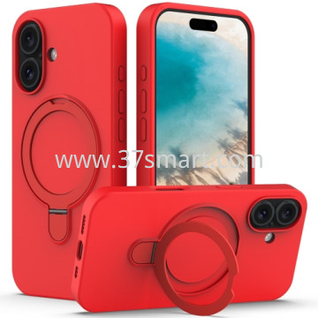 Skin Feel Ring Holder Magsafe Case for iPhone 16 Rosso