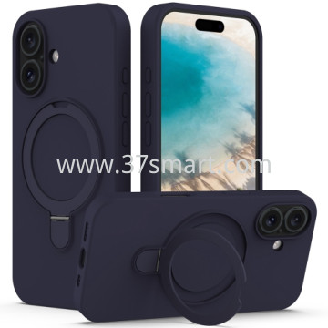 Skin Feel Ring Holder Magsafe Case for iPhone 16 Midnight Blue