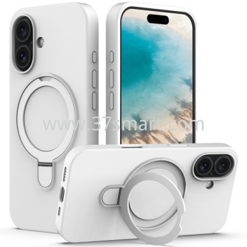 Skin Feel Ring Holder Magsafe Case for iPhone 16 Bianco