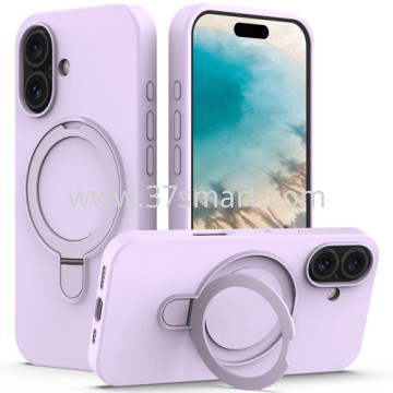 Skin Feel Ring Holder Magsafe Case for iPhone 16 Plus Elegant purple