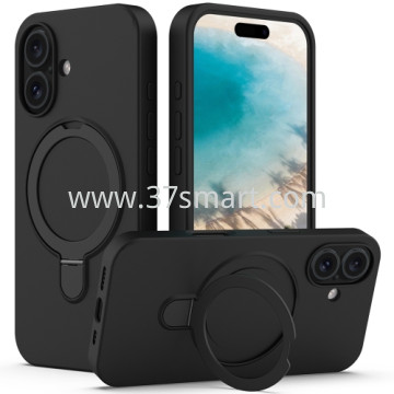 Skin Feel Ring Holder Magsafe Case for iPhone 16 Plus Nero