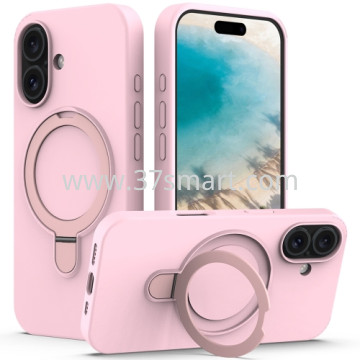 Skin Feel Ring Holder Magsafe Case for iPhone 16 Plus Rosa