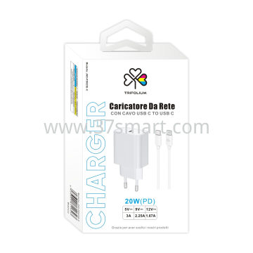 PD Charger 20W USB C to USB-C 1m Cable JHD-PD023E-C Bianco