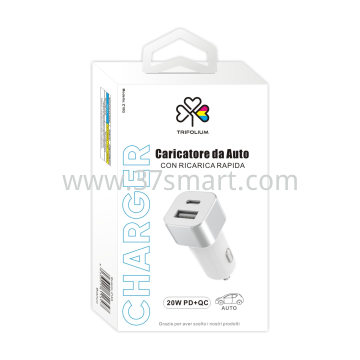 Caricatore da Auto USB C + USB 20W Z18Q Bianco