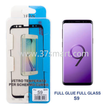 Samsung S9 Plus G965 Vetro Temperato Copertura Completo Colla ai Bordo Compatibile Nero