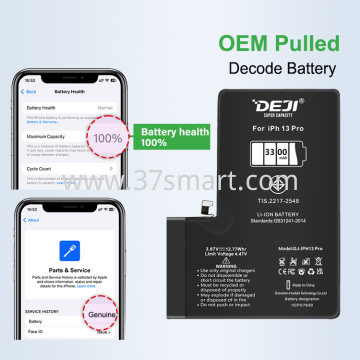 iPhone 13 Pro DEJI Batteria 3300mAh Diagnosticabile Mostra il 100% di Salute della Batteria Blister