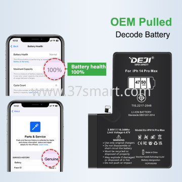 iPhone 14 Pro Max DEJI Batteria 4750mAh Diagnosticabile Mostra il 100% di Salute della Batteria Blister