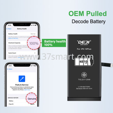 iPhone 14 Plus DEJI Batteria 4810mAh Diagnosticabile Mostra il 100% di Salute della Batteria Blister